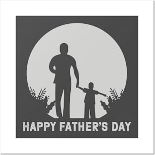 Father's Day Silhouette Tee - Distressed "Happy Father's Day" Shirt, Perfect Gift for Dad on His Special Day Posters and Art